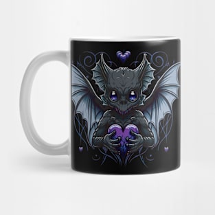 Gothic style strange bat with purple heart Mug